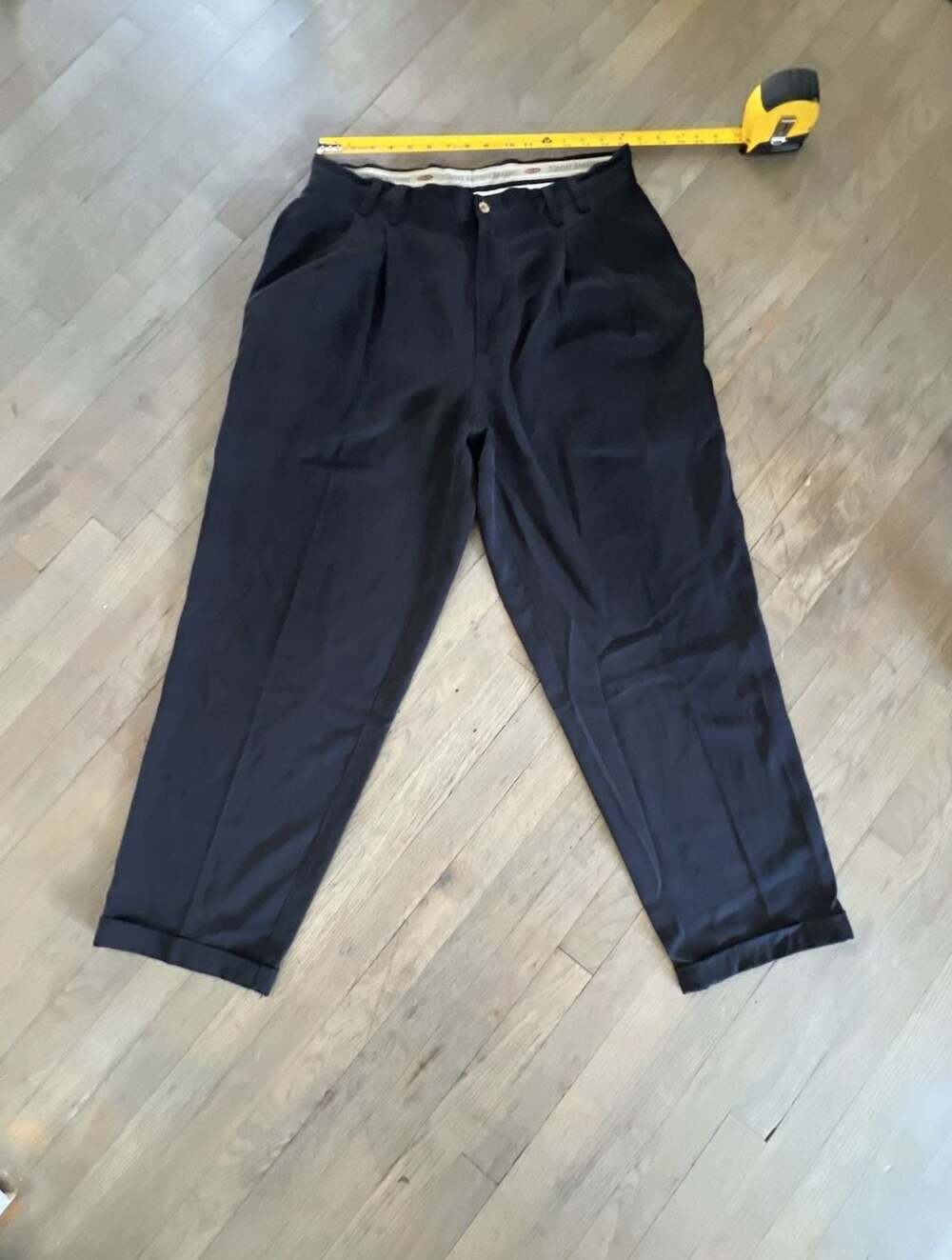 Tommy Bahama 100% Silk Black Relaxed Fit Dress Pants 35x30